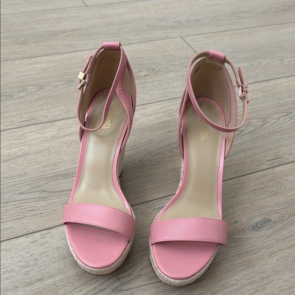 MICHAEL Michael Kors Pink Ankle-Strap Espadrille Wedge Sandals